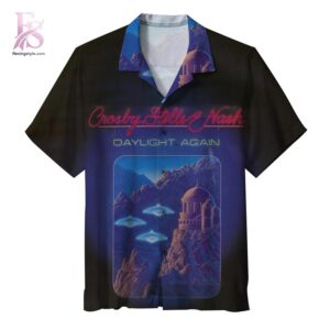 Close-up image of Crosby Stills Nash Young Daily Again Hawaiian Shirt 1 showcasing its distinctive craftsmanship.