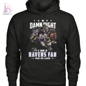 Premium view of Damn Right I m A Baltimore Ravens Fan Win or Lose Shirt 2 with a bold design and everyday appeal.