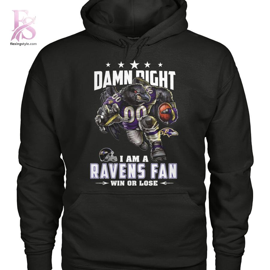 Premium view of Damn Right I m A Baltimore Ravens Fan Win or Lose Shirt 2 with a bold design and everyday appeal.