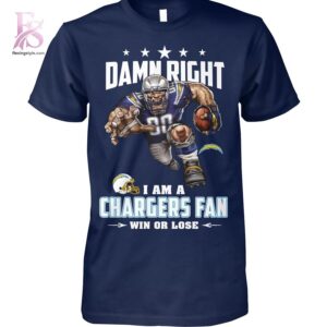 Damn Right I m A Los Angeles Chargers Fan Win or Lose Shirt 1 featuring a standout look with carefully crafted details.