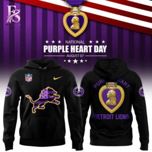 Close-up image of Detroit Lions Purple Heart Tribute Hoodie 2026 1 showcasing its distinctive craftsmanship.