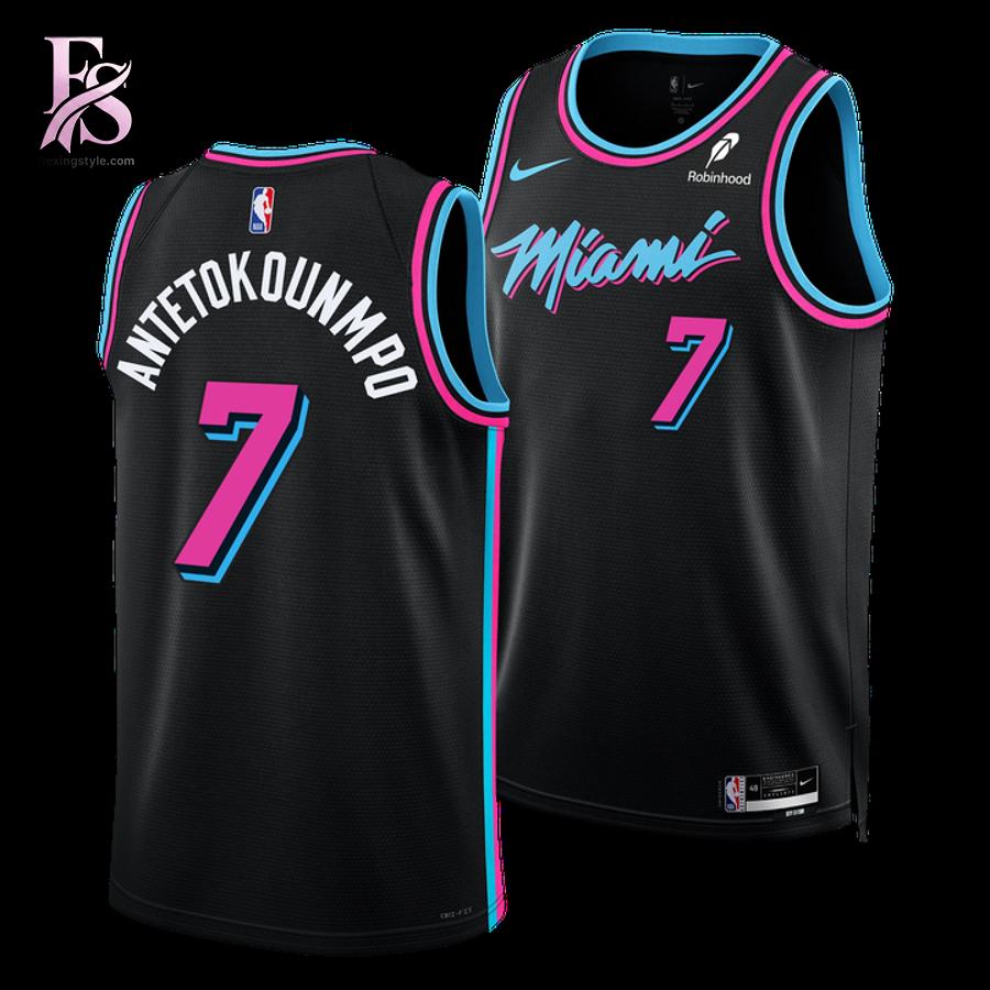 Contemporary fashion apparel in Miami HEAT Giannis Antetokounmpo Basketball Jersey 1 featuring a clean design, quality materials, and a comfortable fit for daily wear.