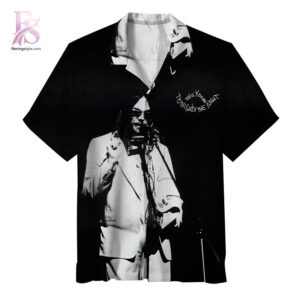 Close-up image of Neil Young Tonight s the Night Hawaiian Shirt 1 showcasing its distinctive craftsmanship.