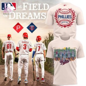 Close-up image of Philadelphia Phillies at Field of Dreams Shirt 1 showcasing its distinctive craftsmanship.