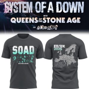 Premium look of SOAD UK Europe Stadium Tour 2026 Queen shirt 1 with eye-catching details and quality craftsmanship.
