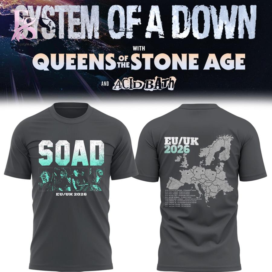 Premium look of SOAD UK Europe Stadium Tour 2026 Queen shirt 1 with eye-catching details and quality craftsmanship.