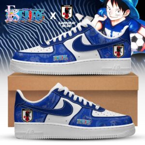 Samurai Blue Japan Soccer x One Piece Air Force Shoes 1 featuring a standout look with carefully crafted details.