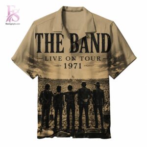 Close-up image of The Band Live on Tour 1971 Hawaiian Shirt 1 showcasing its distinctive craftsmanship.