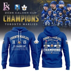 Premium view of Toronto Marlies Blue 2026 Calder Cup Champions 2 Time Champions Hoodie 1 with a bold design and everyday appeal.